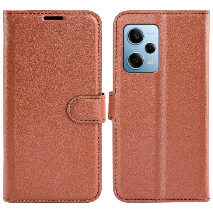 Bild 1, Xiaomi Redmi Note 12 Pro 5G Fodral Litchi Läder Brun