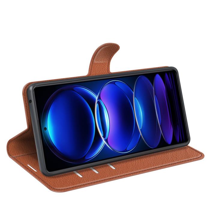 Bild 3, Xiaomi Redmi Note 12 Pro 5G Fodral Litchi Läder Brun
