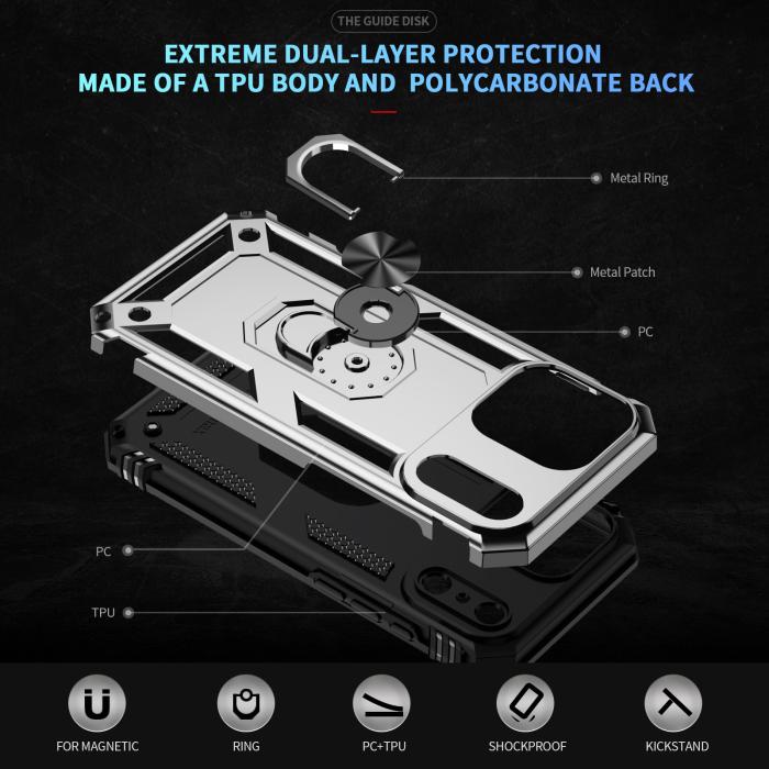 Bild 2, iPhone 17 Pro Skal Shockproof Hybrid Ring Silver