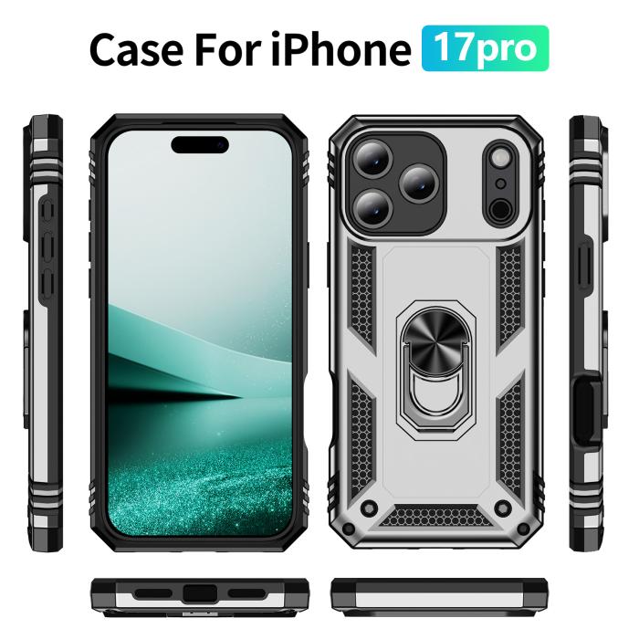 Bild 5, iPhone 17 Pro Skal Shockproof Hybrid Ring Silver