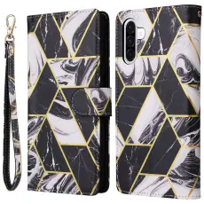 Samsung Galaxy A17 / A26 Fodral L&auml;der Marmor Svart