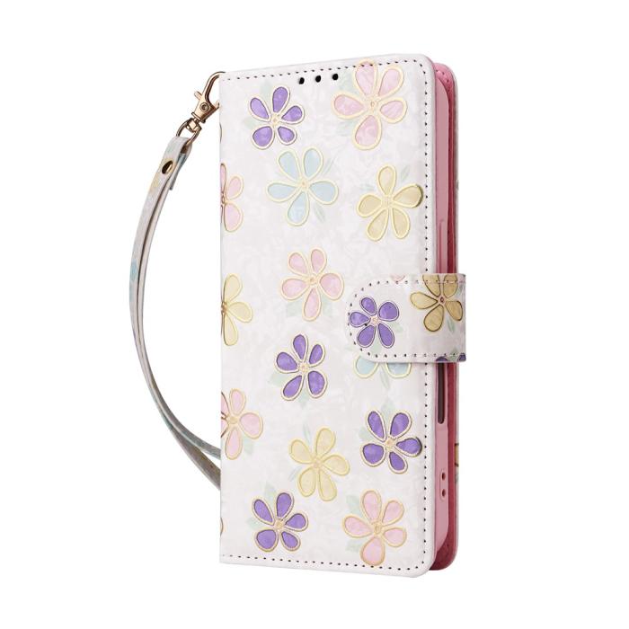 Bild 5, iPhone 17 Fodral RFID Läder Färgglada Blommor