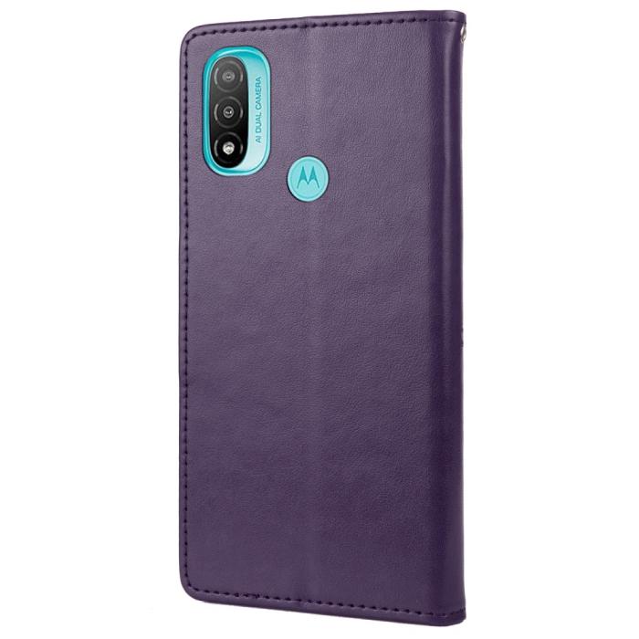 Bild 3, Motorola Moto E20 / E40 Fodral Tryckt Fjäril Textur Lila