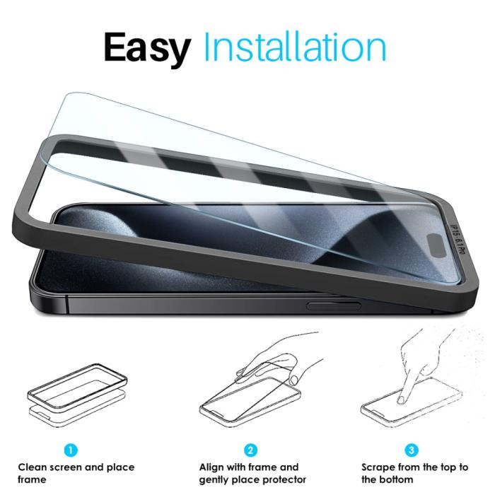 Bild 3, NORTHJO iPhone 15 Pro Skärmskydd 2-PACK Härdat Glas