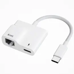 2in1 60W USB-C Till RJ45 Ethernet Adapter Vit