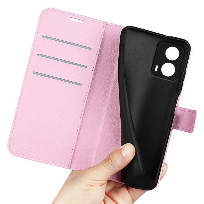 Bild 4, Motorola Moto G04 4G/G24 4G Fodral Litchi Läder Ljus Rosa