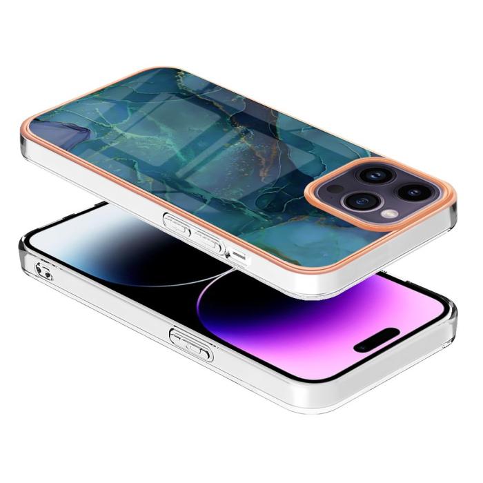 Bild 3, iPhone 16 Pro Max Skal TPU Marmor Grön
