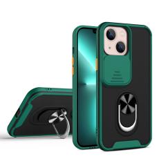 iPhone 13 - Shockproof Hybrid Ring Skal CamShield - Svart/Grön