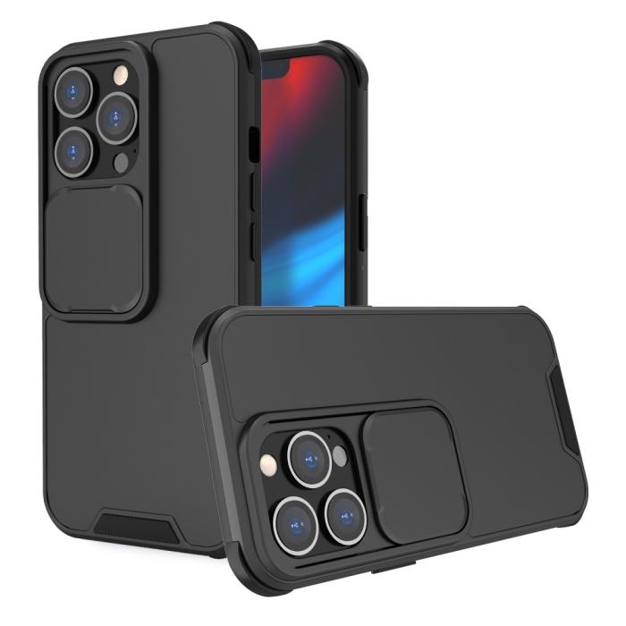Bild 1, iPhone 13 - Hybrid Shockproof CamShield Skal - Svart