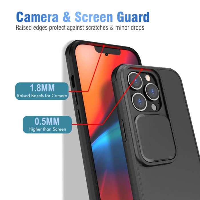 Bild 2, iPhone 13 - Hybrid Shockproof CamShield Skal - Svart