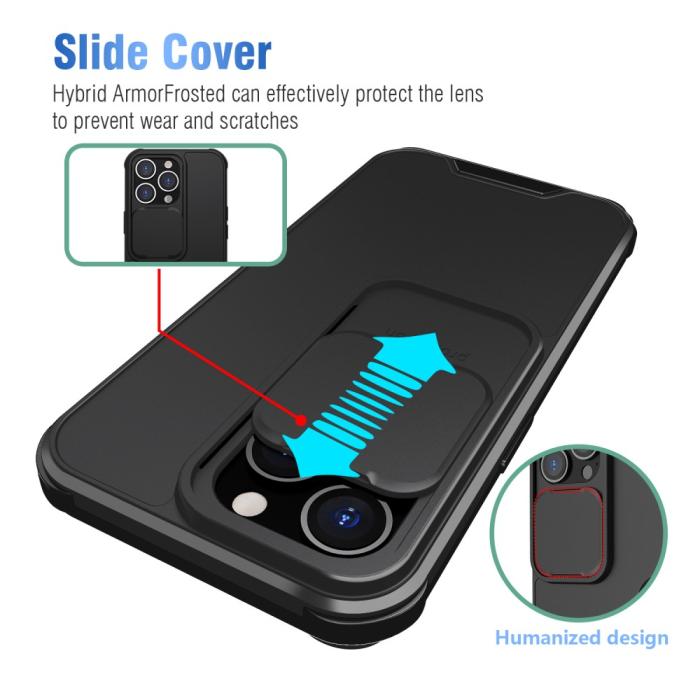 Bild 6, iPhone 13 - Hybrid Shockproof CamShield Skal - Svart