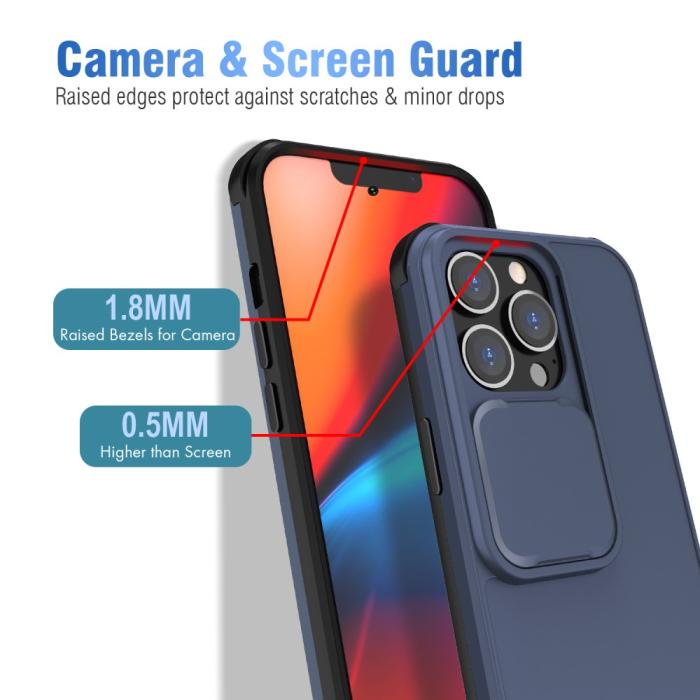 Bild 2, iPhone 13 - Hybrid Shockproof CamShield Skal - Blå