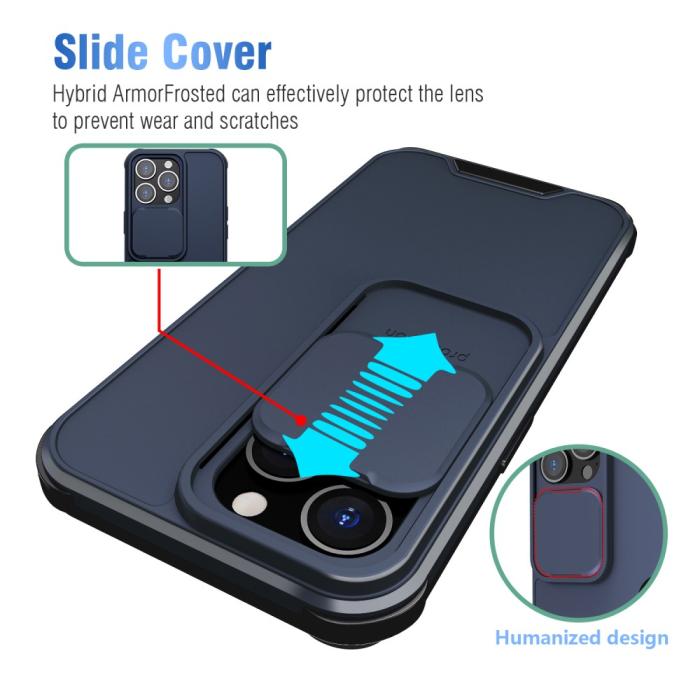 Bild 6, iPhone 13 - Hybrid Shockproof CamShield Skal - Blå