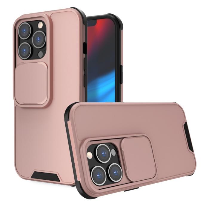 Bild 1, iPhone 13 - Hybrid Shockproof CamShield Skal - Roséguld