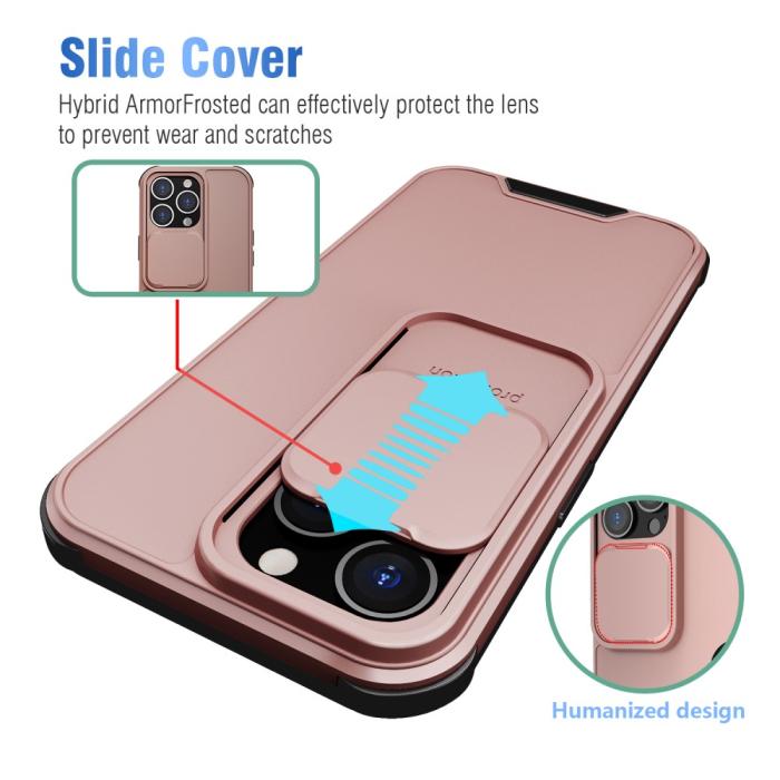 Bild 6, iPhone 13 - Hybrid Shockproof CamShield Skal - Roséguld