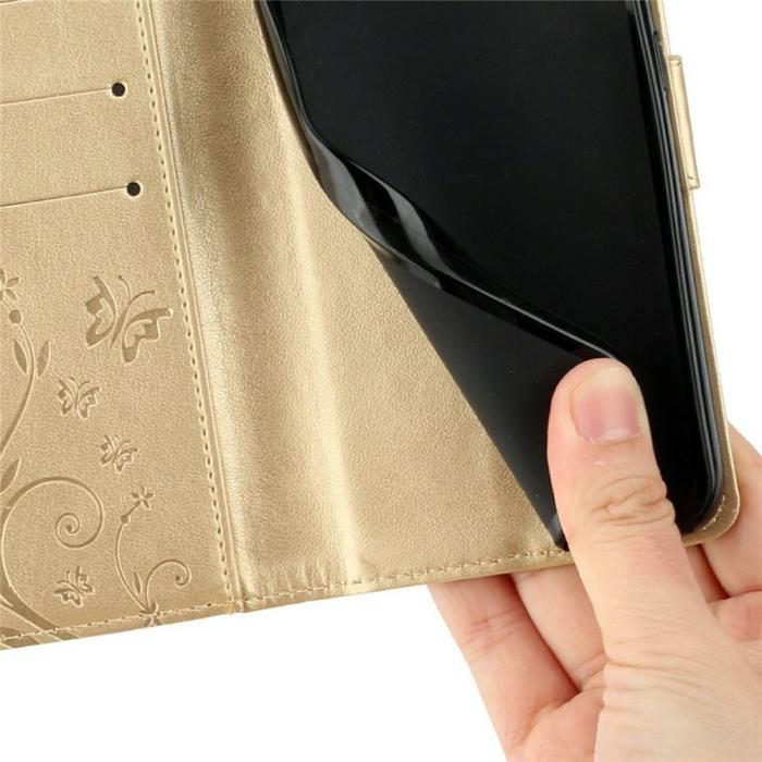 Bild 4, Samsung Galaxy A27 5G Fodral Blommor/Fjärilar Guld
