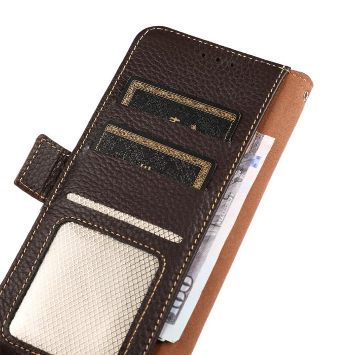 Bild 5, KHAZNEH Xiaomi 14 Ultra Fodral RFID Litchi Äkta Läder Brun