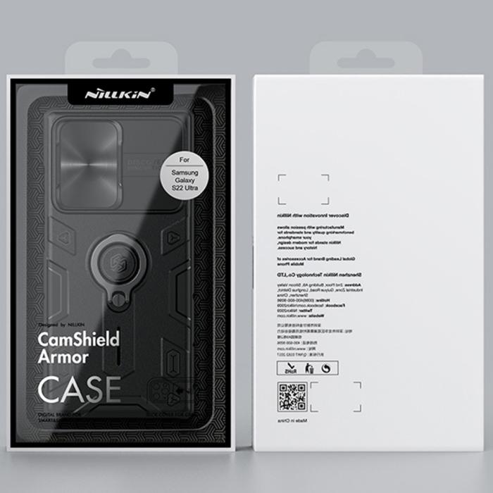 Bild 5, NILLKIN Samsung Galaxy S22 Ultra Skal CamShield Armor Ring Grön