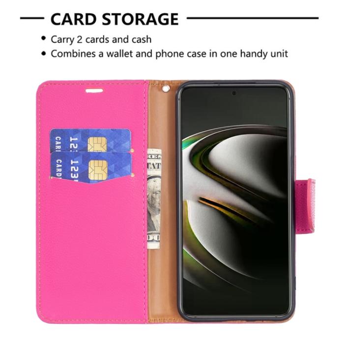 Bild 5, Samsung Galaxy S22 Fodral Litchi Shark Rosa