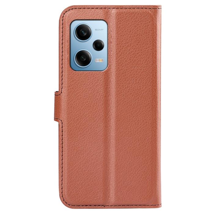 Bild 6, Xiaomi Redmi Note 12 Pro 5G Fodral Litchi Läder Brun