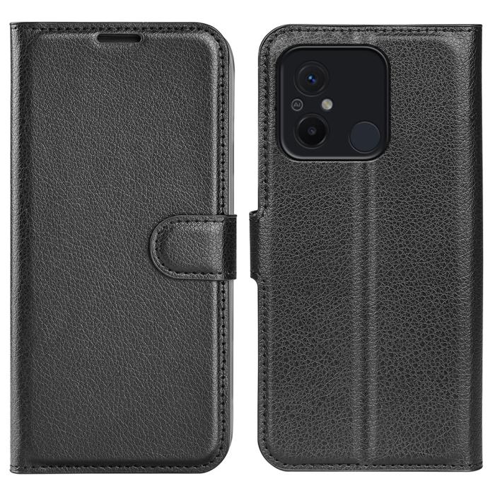 Bild 1, Xiaomi Redmi 12C 4G Fodral Litchi Läder Svart