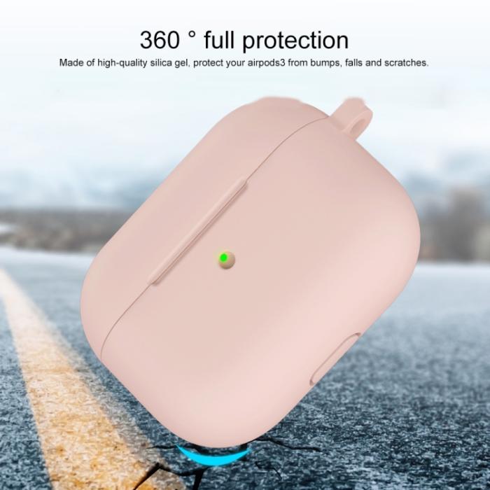 Bild 3, AirPods 3 Skal Silikon Med Krok Ljus Rosa