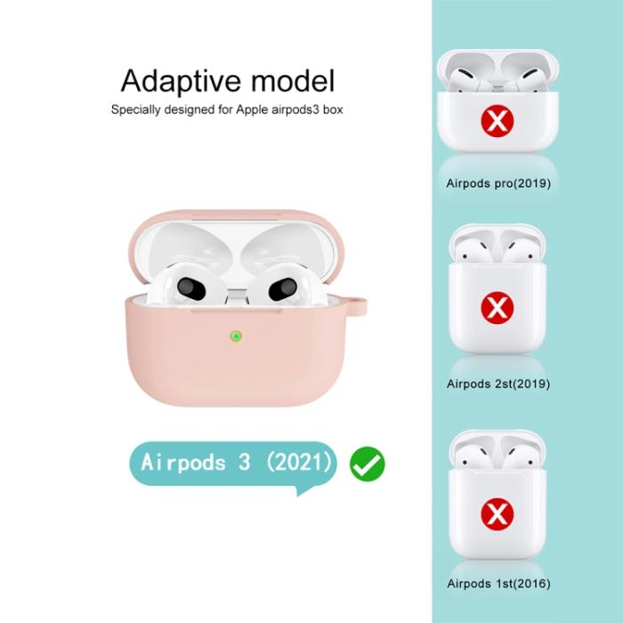 Bild 5, AirPods 3 Skal Silikon Med Krok Ljus Rosa
