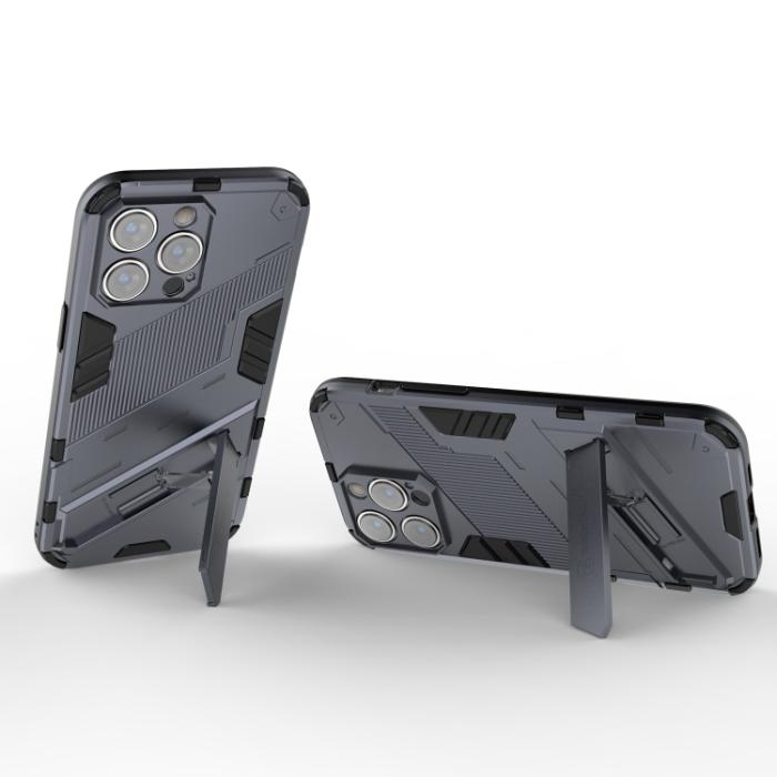 Bild 4, iPhone 14 Pro Skal Hybrid Med Kickstand Grå