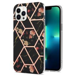 iPhone 16 Pro Max Skal TPU Marmor Svart Blomma