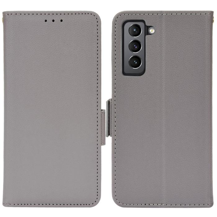 Bild 1, Samsung Galaxy S22 Plus Fodral Litchi Textur Grå