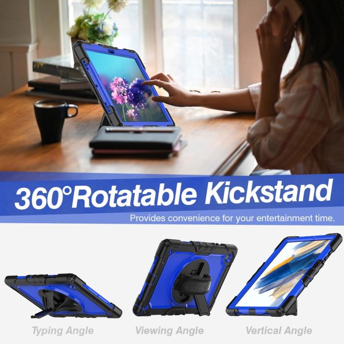 Bild 2, Galaxy Tab A8 10.5 Skal Shockproof Hybrid Kickstand Strap