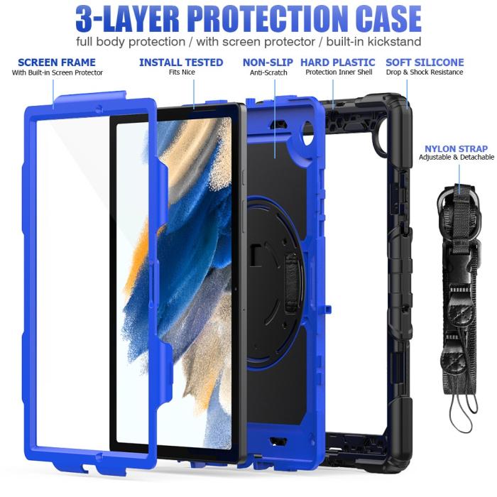 Bild 3, Galaxy Tab A8 10.5 Skal Shockproof Hybrid Kickstand Strap