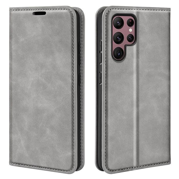 Bild 1, Samsung Galaxy S23 Ultra Fodral Flip Skin Touch Grå