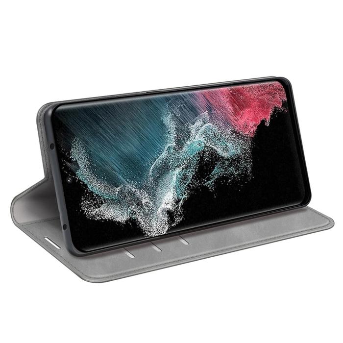 Bild 3, Samsung Galaxy S23 Ultra Fodral Flip Skin Touch Grå