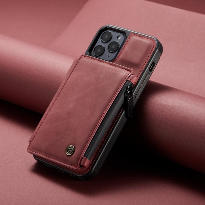 Bild 4, iPhone 12 / 12 Pro - CASEME Skal med Plånboksfunktion - Röd