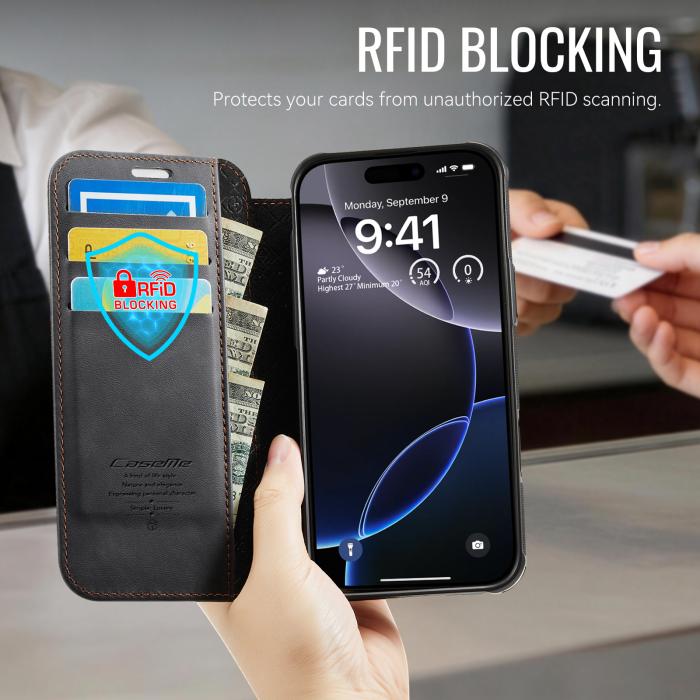 Bild 4, CASEME iPhone 16 Pro Skal RFID Plånbok Svart