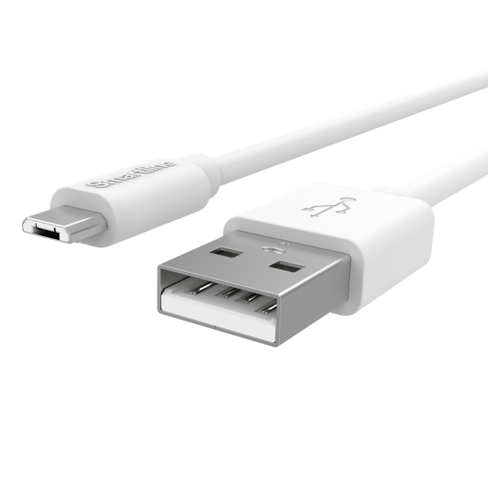 Bild 2, Smartline 2m Micro USB Laddningskabel Vit