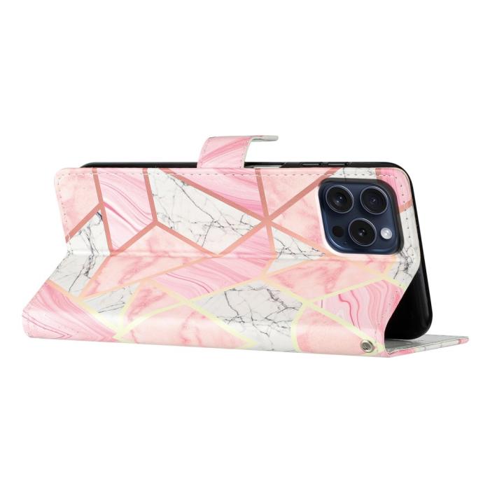 Bild 4, iPhone 16 Pro Max Fodral Med Marmor Tryck Rosa