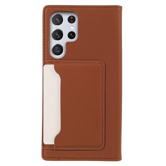 Bild 3, Samsung Galaxy S22 Ultra Fodral Flip Läder Med Kortfack Brun