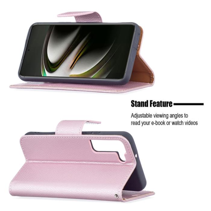 Bild 4, Samsung Galaxy S22 Fodral Litchi Shark Roséguld