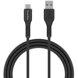 Smartline 2m 3A USB-C Nylon Laddningskabel Svart