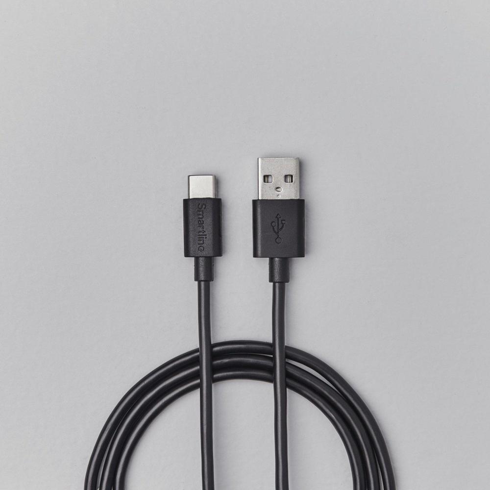 Smartline 1m 3A USB-C Laddningskabel Svart