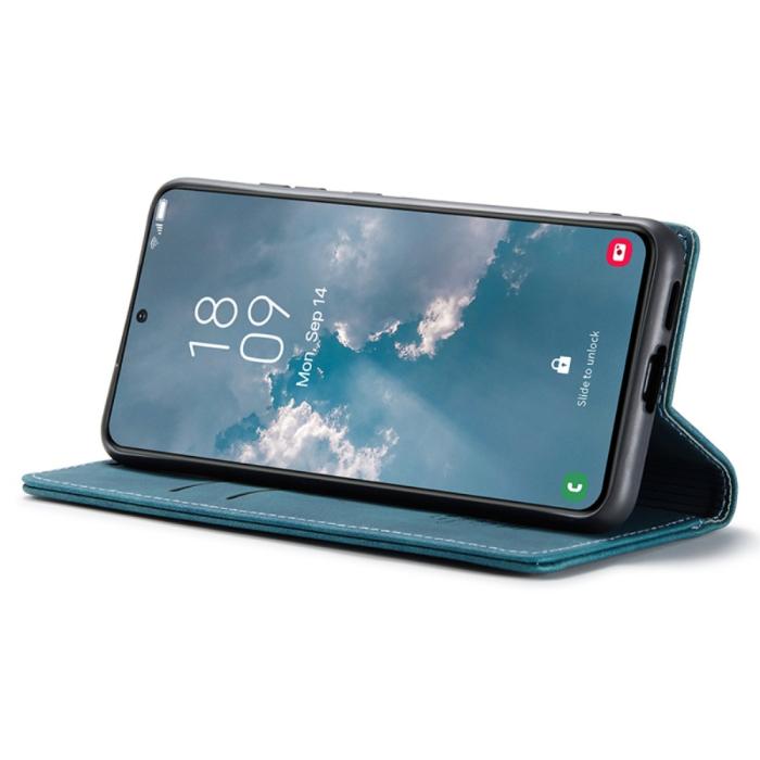 Bild 3, CASEME Galaxy S24 Fodral Flip Retro Läder Blå