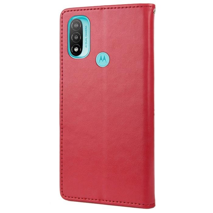 Bild 3, Motorola Moto E20 / E40 Fodral Tryckt Fjäril Textur Röd