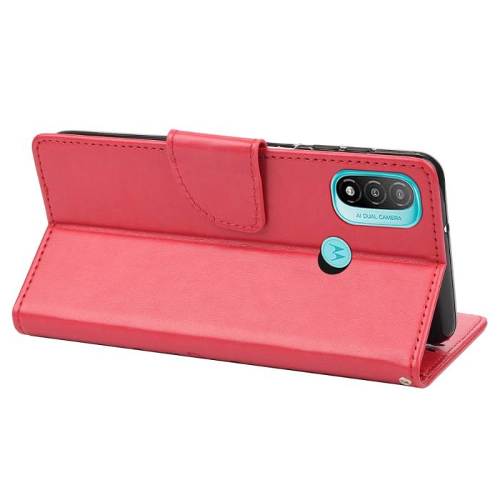 Bild 5, Motorola Moto E20 / E40 Fodral Tryckt Fjäril Textur Röd