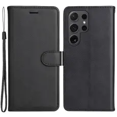 Samsung Galaxy S24 Ultra Fodral Solid Läder Svart
