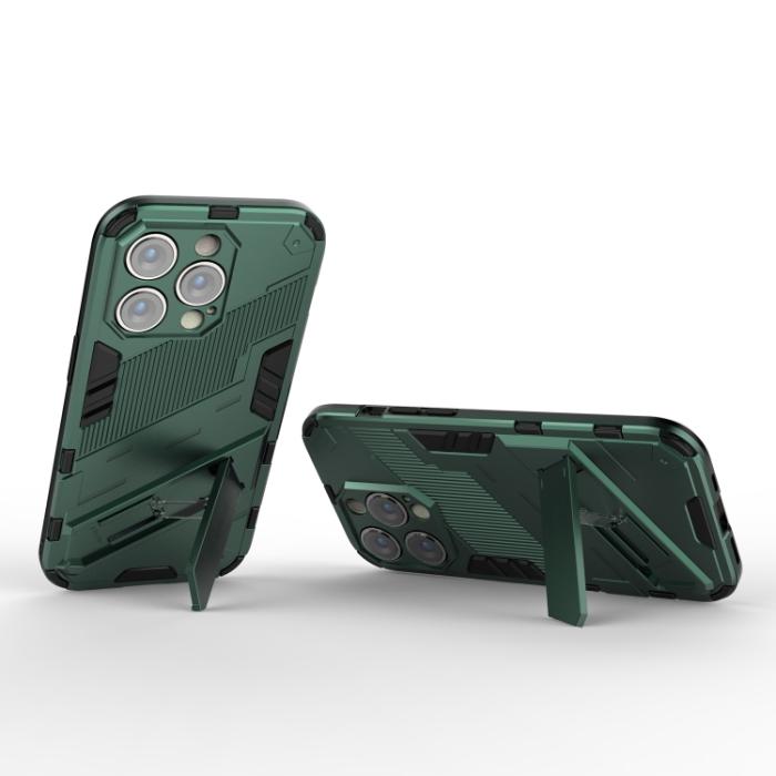 Bild 4, iPhone 14 Pro Skal Hybrid Med Kickstand Grön