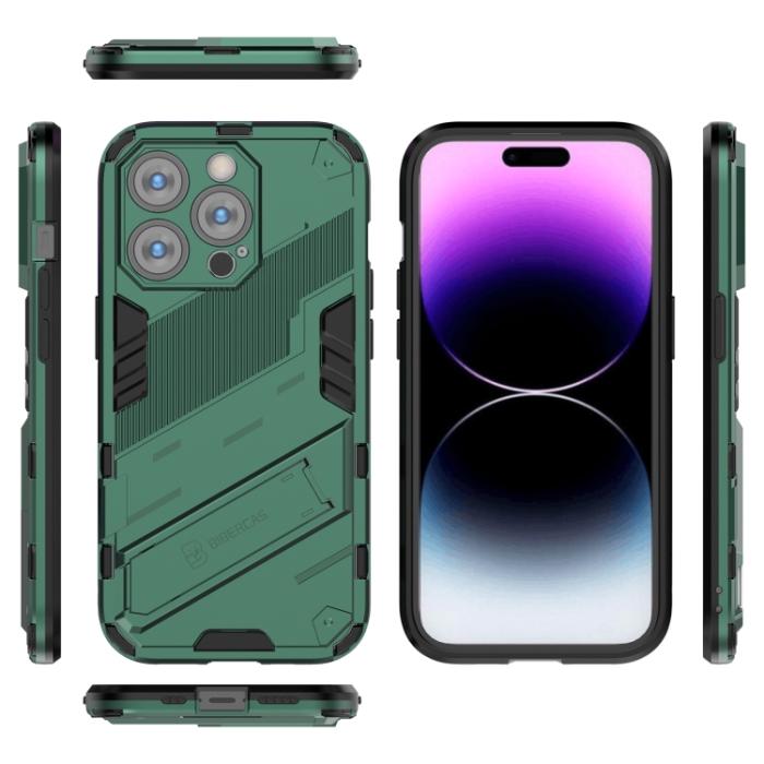 Bild 5, iPhone 14 Pro Skal Hybrid Med Kickstand Grön