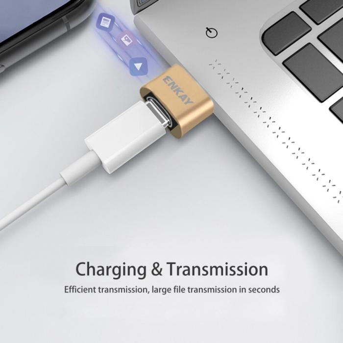 Bild 3, ENKAY USB-A Till USB-C Adapter Svart