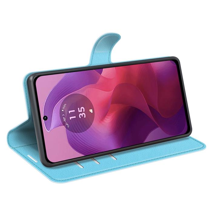Bild 3, Motorola Moto G04 4G/G24 4G Fodral Litchi Läder Ljus Blå